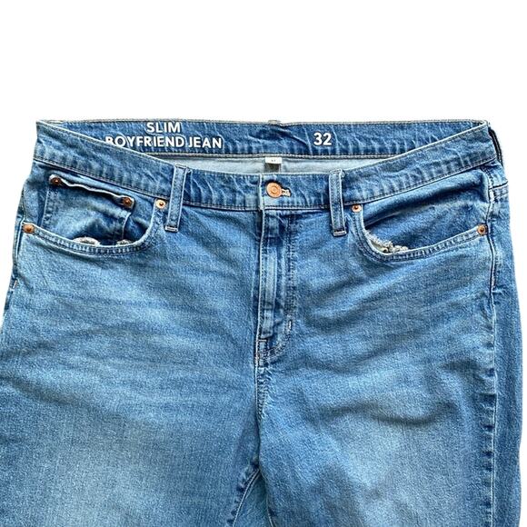 J CREW Slim Boyfriend Jean Womens Sz 32 Distressed Blue Classic Heritage - Picture 2 of 8